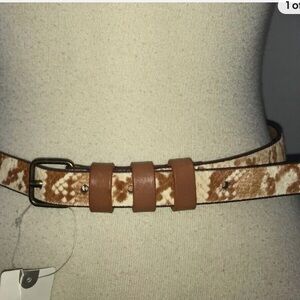 NWT Anthropologie Fur / Leather Skinny Belt Size Small Brown